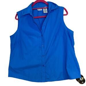 White Stag Bright Blue Collared Sleeveless Button Down Size 16/18